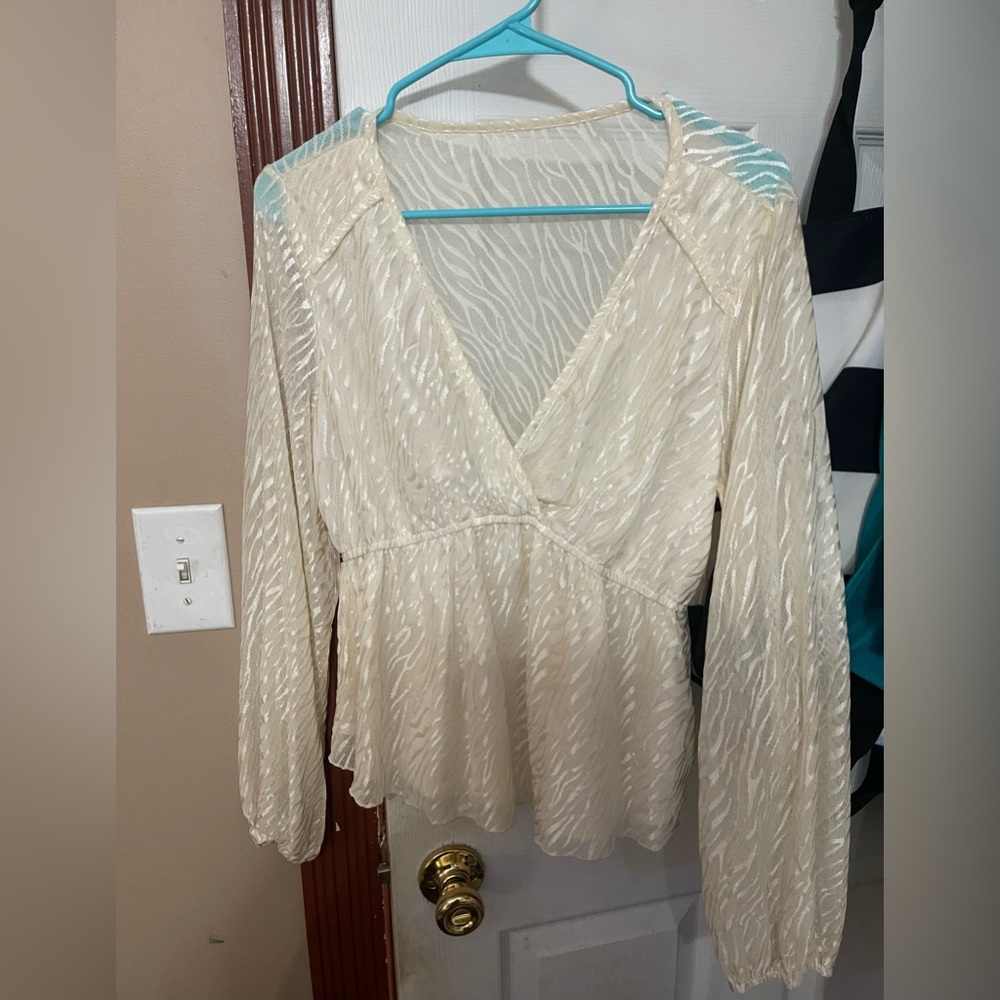 Long sleeve mesh peplum top from shein